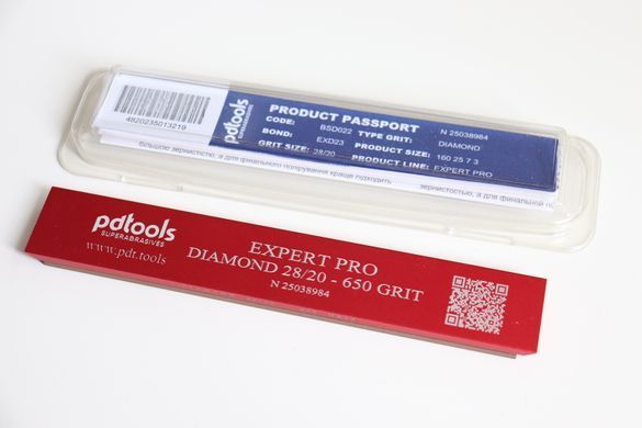 Алмазний брусок EXPERT PRO 28/20 (650 GRIT) 160*25*7 на бланках PDT Tools