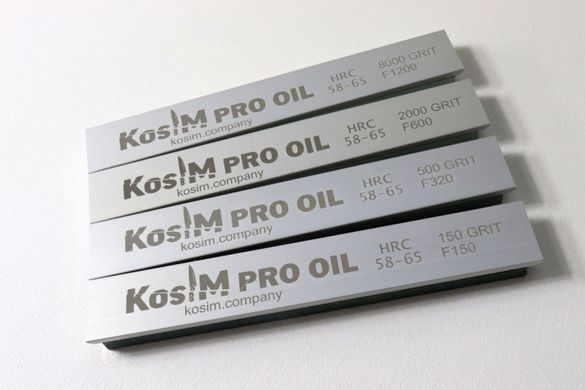 Набір масляних точильних каменів KosiM Pro карбід кремнію 150/500/2000/8000 grit на бланках з лазерною гравіровкою
